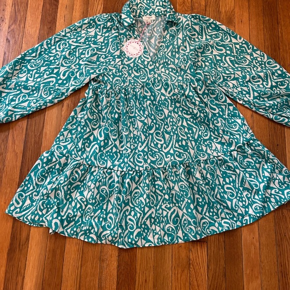 Umgee Dresses & Skirts - Umgee Teal/White Tiered Sundress